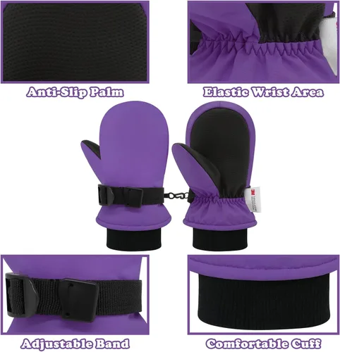 Miniatura 20 de Sarfel Guantes impermeables para niños pequeños, guantes de esquí, guantes de nieve, guantes para bebé, Thinsulate 1-7 años