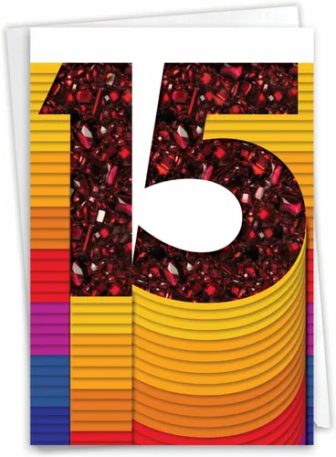 Miniatura 11 de NobleWorks - Tarjeta de felicitación del aniversario del 15º aniversario con sobre de 5 x 7 para hombres y mujeres (1 tarjeta) Pareja floral 15