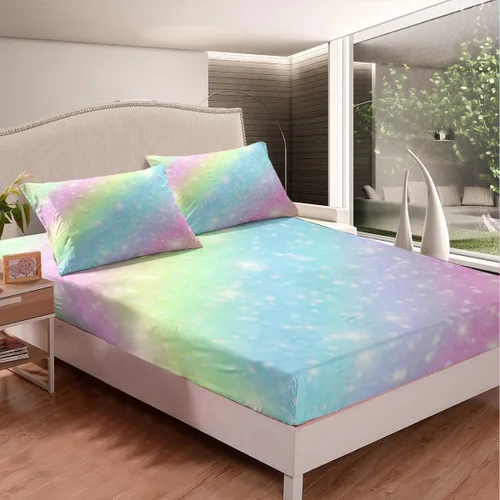 Miniatura 4 de Erosebridal Juego de ropa de cama arcoíris para niñas, niños y adolescentes, juego de sábanas de teñido anudado pastel, tamaño King, juego