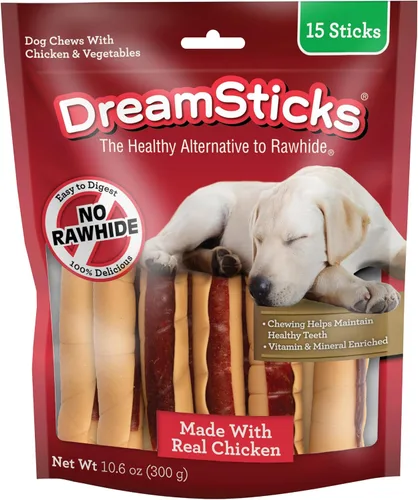 Miniatura 12 de DreamBone DreamSticks - Palitos masticables para perros sin cuero crudo hechos con carne de res y verduras reales, 15 palitos