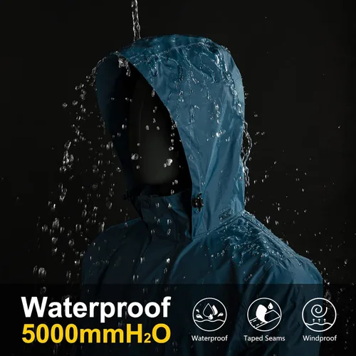 Miniatura 120 de 33,000ft - Chaqueta de lluvia impermeable y plegable para hombre, ligera, con capucha, cortavientos ideal para golf o ciclismo