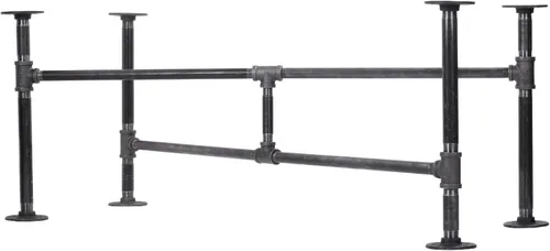 Miniatura 11 de PIPE DECOR Juego de patas de mesa auxiliar, kit de base de mesa industrial rústica para sala de estar, oficina, tuberías y accesorios ásperos
