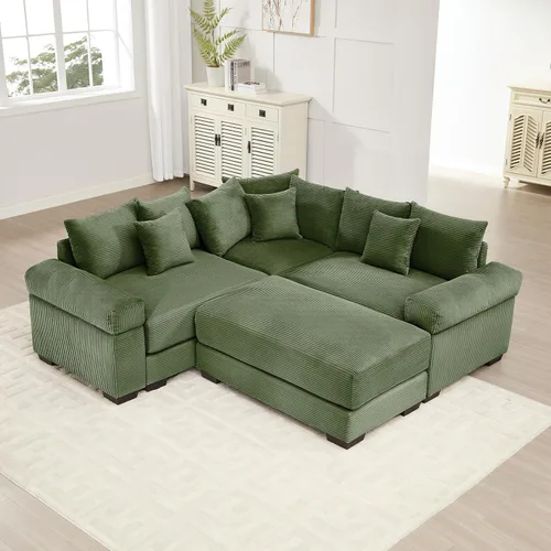 Miniatura 65 de Sofá modular de gran tamaño de 117.3 pulgadas, sofás modulares grandes de pana para sala de estar, sofás de 3 plazas, moderno juego de sofá de Blanco