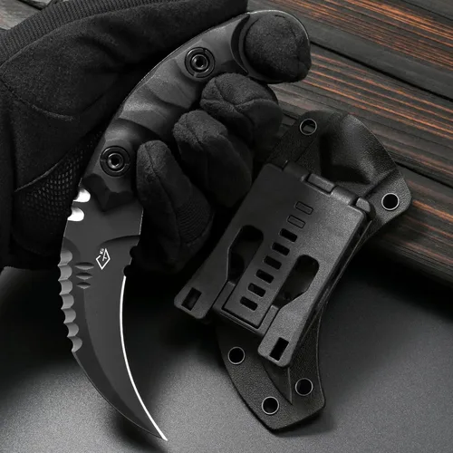 Miniatura 7 de Cuchillo de hoja fija Gtkii GTK691, hoja de acero D2, mango de nylon y fibra de vidrio con funda Kydex para camping al aire libre, caza, senderismo