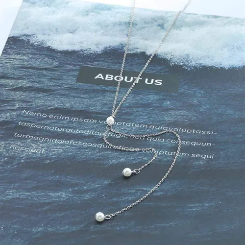 Miniatura 5 de Olbye Back Necklace Pearl Backdrop Necklaces Body Chain Jewelry for Women and Girls Bridal Jewelry