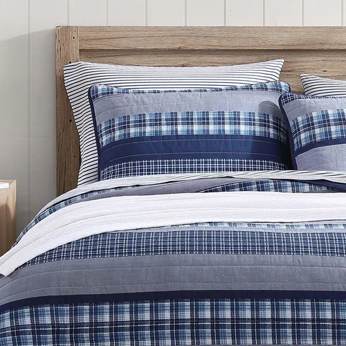 Miniatura 9 de Nautica - Juego de edredón tamaño King, juego de ropa de cama reversible de algodón, decoración del hogar de diseño para todas las estaciones