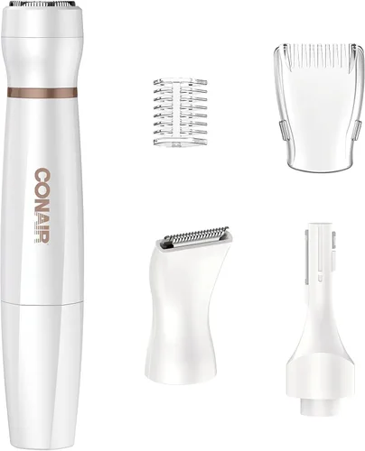 Conair Depilación facial todo en 1 para mujeres, recortadora eléctrica inalámbrica, perfecta para cara, orejas/nariz, cejas y líneas de bikini