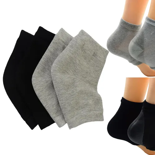 Makhry 2 pares de calcetines de talón de gel de silicona hidratante para piel seca y dura agrietada, puntera abierta, calcetines cómodos de