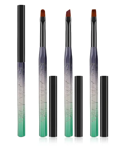 Miniatura 16 de 3 piezas de brochas de limpieza de arte de uñas, brochas de uña redondas/anguladas/planas resistentes a la acetona para remover esmalte de gel