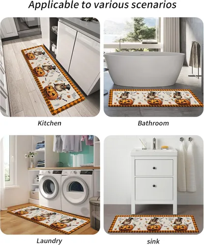 Miniatura 5 de Tapete de baño de Halloween para bañera, antideslizante, de secado rápido y absorbente, de tierra de diatomeas, fregadero de cocina, lavable