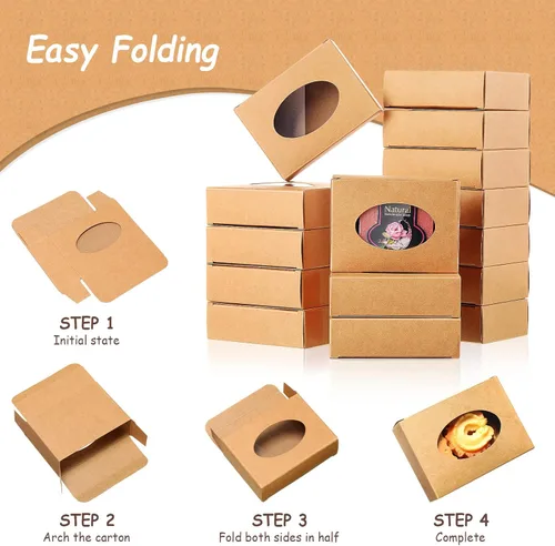 Miniatura 4 de Spakon 30 cajas de jabón para jabones caseros de 3.8 x 2.8 x 1.2 pulgadas, cajas de jabón rectangulares con ventana, pequeña caja de regalo