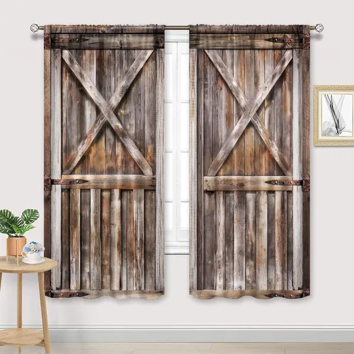 Miniatura 6 de Cortinas de cocina rústica Cinbloo de 52 pulgadas de ancho x 18 pulgadas de alto, bolsillo para barra, diseño de vaca occidental, cenefa campestre