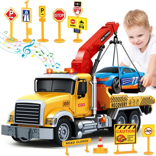 Miniatura 11 de Bstoyder Juguetes para niños de 3, 4, 5, 6, 7, 8 años, camión volquete grande con luces, sonidos, camión de fricción azul para niños y niñas