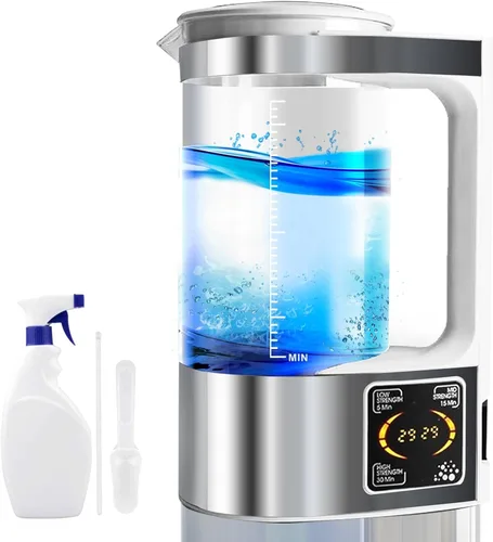 Generador de solución hipoclorosa de ácido hipocloroso y sodio, capacidad de 67.6 fl oz, sistema de agua electrolizado portátil de NaCl que hace