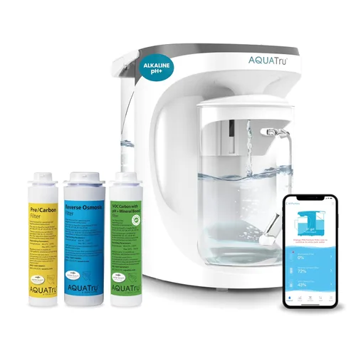 Miniatura 10 de Purificador de agua de carátula inteligente AquaTru para mostrador Sistema de ósmosis inversa de 4 etapas conectado a la aplicación con jarra