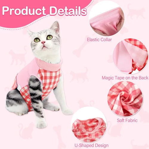 Miniatura 2 de Traje de recuperación para gatos para heridas abdominales o enfermedades de la piel, mameluco de gato para gatos después de la cirugía, traje
