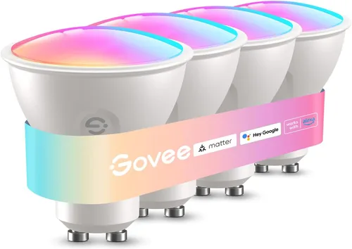 Bombilla inteligente Govee GU10, bombilla RGBWW Matter que funciona con Alexa, Google Assistant, bombillas LED MR16 con cambio de color WiFi y