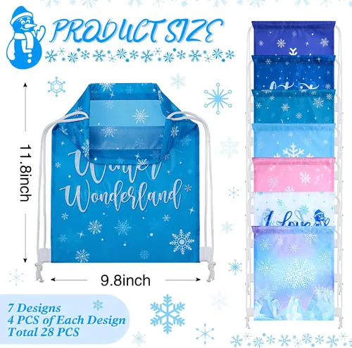 Miniatura 3 de CHENGU Bolsas de regalo de fiesta de copo de nieve de invierno a granel, bolsas de regalo de fiesta de congelados para invierno para niños, regalo