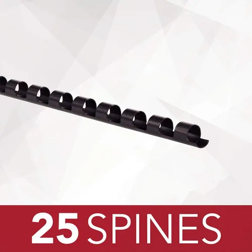 Miniatura 26 de GBC Espinas de encuadernación/espirales/bobinas, 3/8" de diámetro, capacidad de 55 hojas, CombBind, negro, paquete de 25 (4090022)