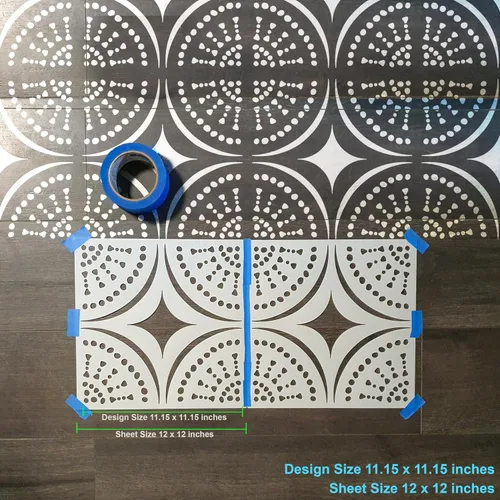 Miniatura 4 de 2 piezas plantillas de pintura para azulejos de 12" x 12" para paredes y pisos - Reutilizables - Plantillas para pintura - Plantilla para decoración