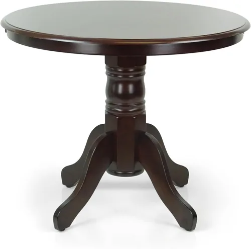 Miniatura 7 de Juego de mesa de comedor de 3 piezas, 2 sillas tapizadas Ronda de madera maciza de estilo clásico con mesa de comedor redonda, juego de cocina