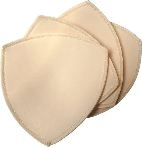 Miniatura 7 de 3 Pairs Removeable Triangle Bra Pads Inserts for Bikinis Top, SportYoga Bra, Swimsuit, AB,CD Cups Optional-Beige