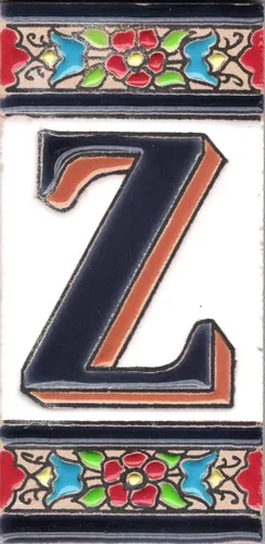 Miniatura 27 de Número de Casa - Número para Casa, Cerámica Esmaltada, Técnica Española Pintada a Mano Cuerda Seca, Nombres y Direcciones, Modelo Flor 2.2 x 4.1 in 8