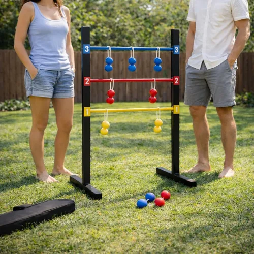 Miniatura 7 de Bolaball Juego de Damas Jumbo 3 en 1 y Tic Tac Toe con bolsa de transporte, juegos de mesa gigantes al aire libre, juegos familiares, tablero