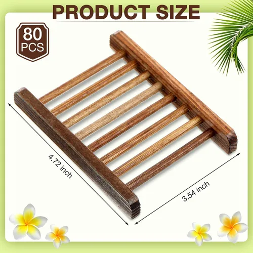 Miniatura 2 de Jabonera de bambú para jabonera de madera, ahorro de bandeja de jabón de madera, estuche de madera para ducha, rectangular, bañera, ducha, platos