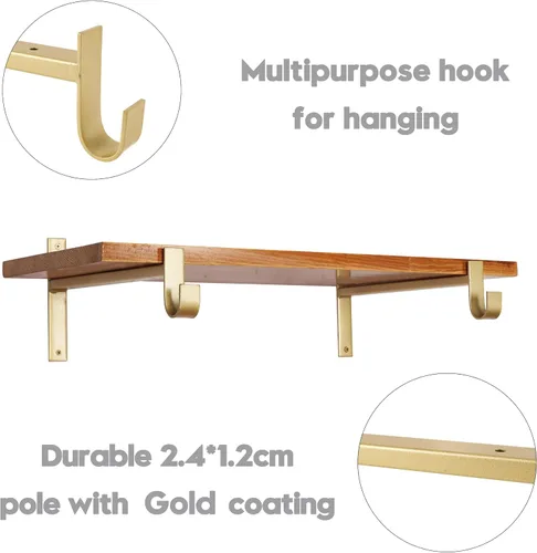Miniatura 4 de AddGrace Soporte para barra de armario, soportes de estante resistentes de 4 pulgadas, soporte de barra de armario negro montado en la pared