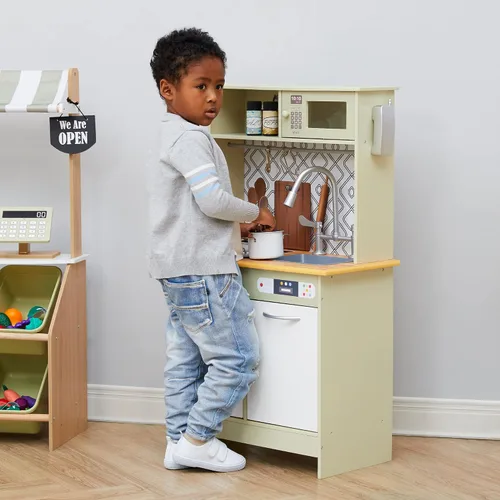 Miniatura 10 de Teamson Kids - Little Chef Boston Modern Play Kitchen - Verde oliva/Blanco 22.25 x 12 x 37.5 pulgadas