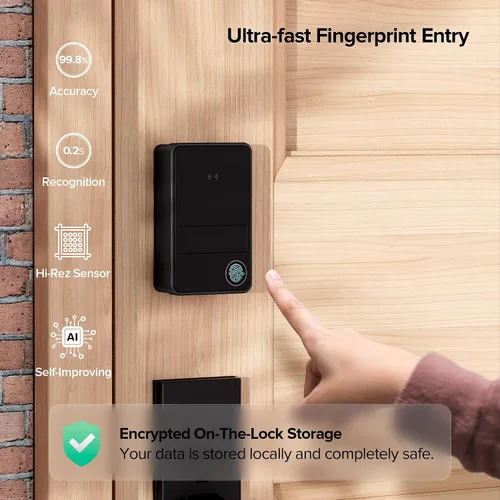 Miniatura 5 de X3 Apple Home - Cerradura de puerta con llave para el hogar, solo iOS, cerradura inteligente de puerta de entrada sin llave con huella digital, X3