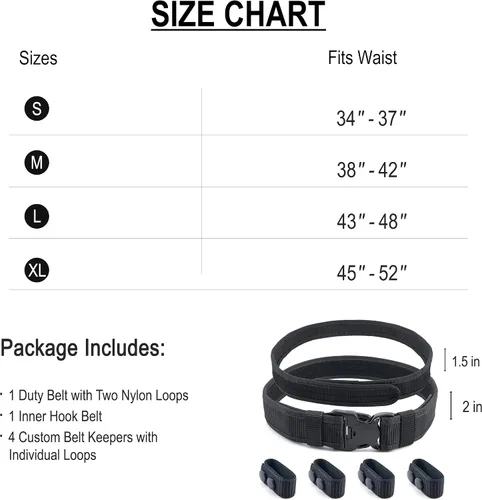 Miniatura 6 de MoHern Cinturón de servicio, cinturón táctico exterior e interior 2 en 1 con hebilla ajustable de 3 puntos, incluye 4 protectores de nailon y 2