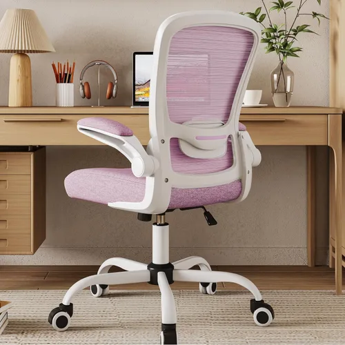 Mimoglad Silla de oficina ergonómica de malla con respaldo alto, soporte lumbar ajustable, cojín de asiento grueso (moderno, orquídea)