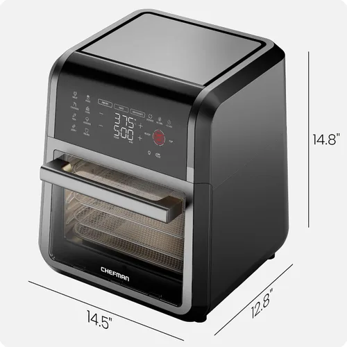 Miniatura 9 de Chefman Horno freidora de aire 6 en 1 de 12 cuartos de galón con temporizador digital, pantalla táctil y 12 ajustes preestablecidos, horno