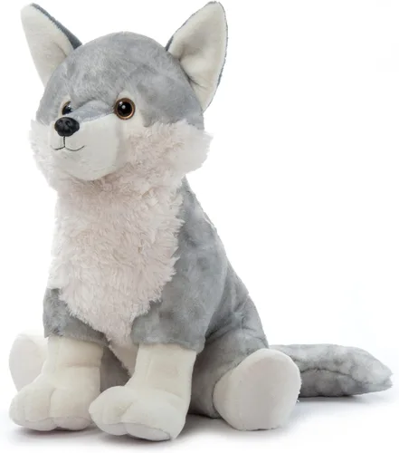 Miniatura 4 de The Petting Zoo Peluche de lobo gris, regalos para niños, animales salvajes del zoológico Onez, juguete de peluche jumbo de lobo gris de 20 pulgadas
