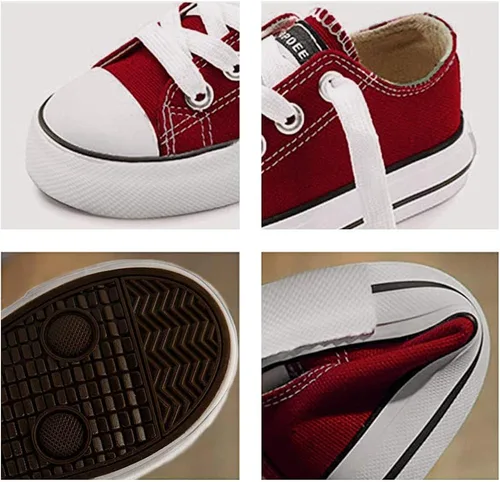 Miniatura 5 de iFANS - Tenis de lona de caña baja con cordones para niños y niñas