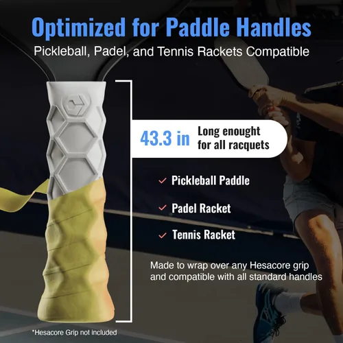 Miniatura 2 de Hesacore Hesatac Cinta de Sobreagarre – para Pickleball, Pádel y Tenis – Hecha para Agarres Hesacore – Absorbe el Sudor, Suave, Antideslizante