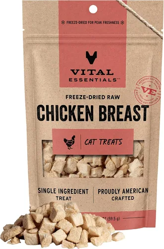Miniatura 10 de Vital Essentials Menudencias de Pollo Golosinas para Gatos, 1 onza Crudo Liofilizado Proteína Única Sin Granos, Sin Gluten, Sin Relleno
