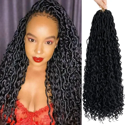 Miniatura 31 de Goddess Locs - Cabello de ganchillo de 10 pulgadas, 7 paquetes de cabello de ganchillo bohemio sintético para mujeres negras, rastas de ganchillo #1B