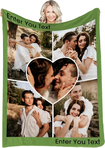 Miniatura 20 de Manta personalizada con fotos, texto, fotos personalizadas, mantas para adultos y niños, cumpleaños familiar, 1 foto, 50 x 40 pulgadas
