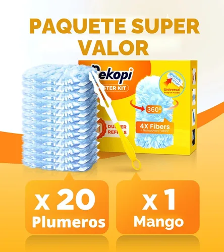Miniatura 6 de Recargas de plumero resistentes para Swiffer Duster, 20 unidades de recargas de plumero con 1 asa, plumeros multisuperficie de 360° con 4