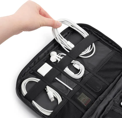 Miniatura 4 de PAVILIA Organizador de cables de viaje, organizador electrónico de viaje, estuche de almacenamiento de cables, bolsa pequeña para cable de carga