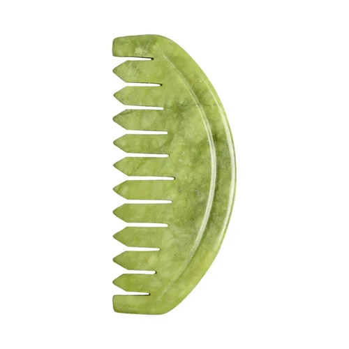 TEONEI Peine de masaje de cabeza de jade, masajeador de cuero cabelludo de piedra de jade natural (3.14 x 1.57 x 0.16 pulgadas)