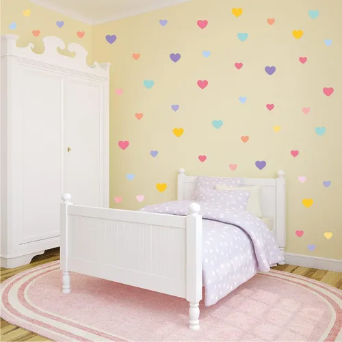 Miniatura 5 de 110 calcomanías de pared de corazón pastel suaves, 10 hojas de vinilo impermeable para despegar y pegar en 2 tamaños, decoración estética pastel
