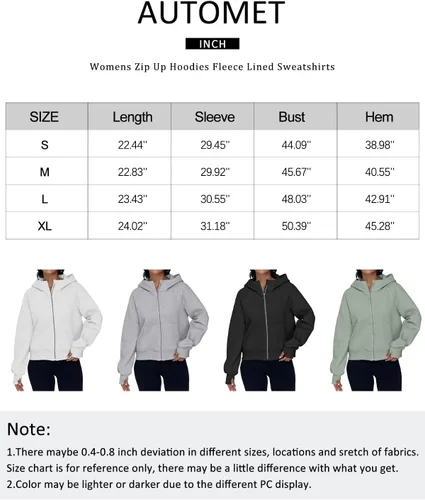 Miniatura 6 de AUTOMET Sudaderas con capucha y cremallera para mujer, chaquetas de forro polar, sudaderas de gran tamaño, trajes de moda de otoño, suéteres 2024