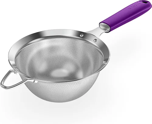 Colador de Malla de Acero Inoxidable 18/8: U-Taste Colador de Cocina de Malla Fina de 5.5 Pulgadas Colador de Alimentos con Mango de Silicona (5)
