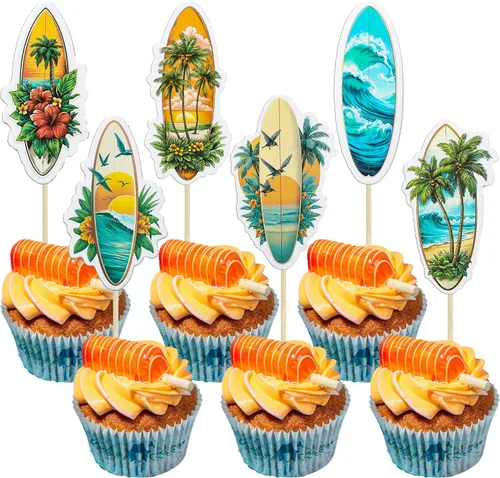 Miniatura 11 de Gyufise 10 piezas de plástico verde palmera cocos cupcakes toppers miniatura figuras de palmera decoraciones para pasteles para micro acuario