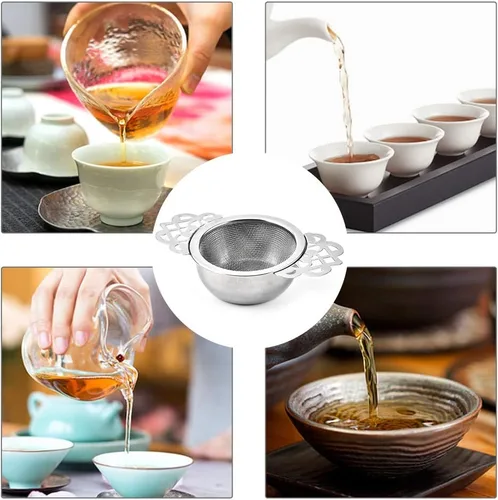 Miniatura 4 de Picowe Paquete de 2 coladores de té, coladores de té plateados de acero inoxidable para té suelto de malla fina para boca de taza de 2.5 a 4 pulgadas