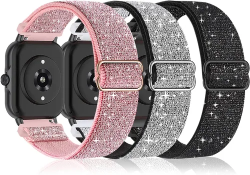 Miniatura 16 de Bolesi Correas elásticas de nailon compatibles con Amazfit Active 2 (cuadradas)/Active 3 Premium/Active, paquete de 3 correas deportivas de repuesto